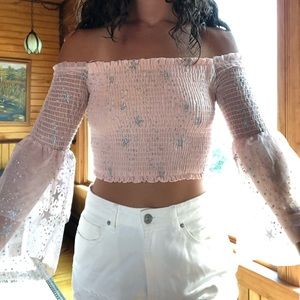 Pink sparkle star top